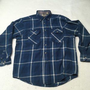 Northwest Vintage Acrylic Shirt Mens blue large Long Sleeve Button Front distres